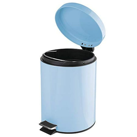 Light Yellow Bedroom Garbage Container Bin Kitchen Powder Room mDesign 1.3 Gallon Round Small Metal Step Trash Can Wastebasket for Bathroom Removable Liner Bucket Office Craft Room